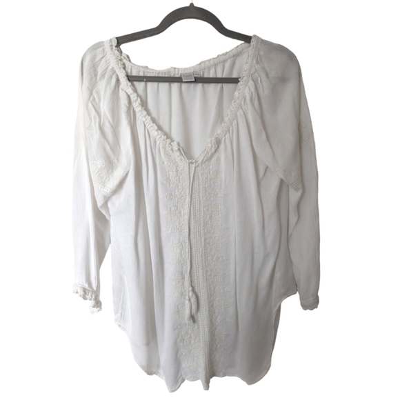 twik Tops - Twik boho oversize flowy blouse, on or down shoulder, long sleeve, nice embroidy